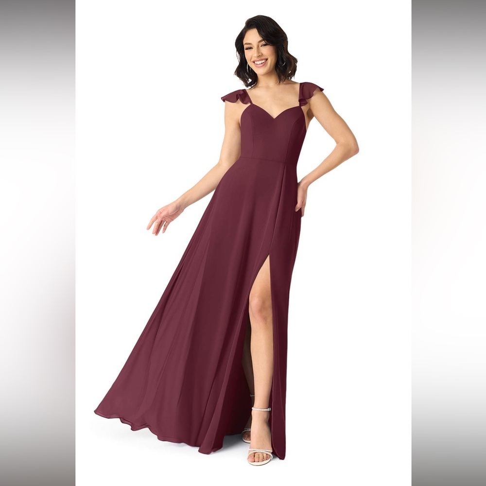 Azazie Everett Bridesmaid Dress Cabernet Size 10